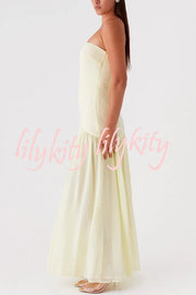 Eden Patchwork Semi-sheer Chiffon Strapless Maxi Dress