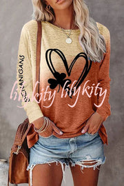 Valentine's Day Printed Round Neck Long Sleeve Top