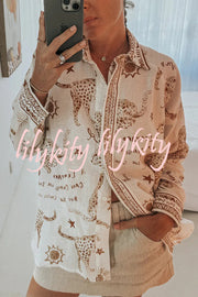 Jungle Leopard Print Loose Long Sleeve Casual Shirt