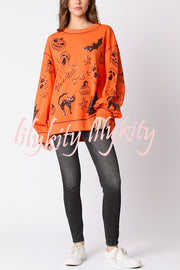 Halloween Graffiti Sequined Loose Casual Sweatshirt