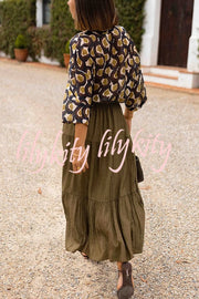 Solid Color Splicing Casual Vacation Maxi Skirt