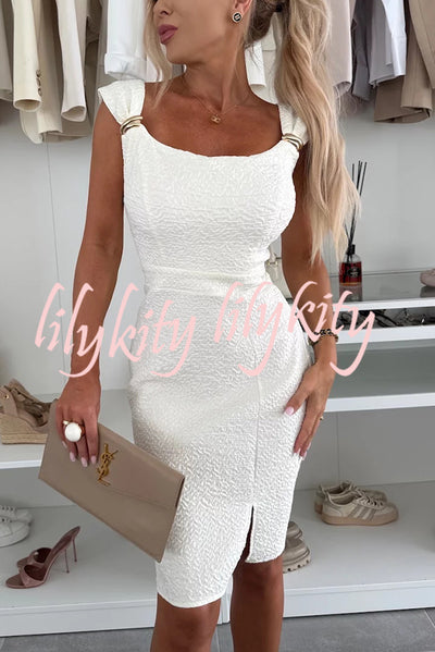 Solid Color Strappy Metal Embellished Fitted Mini Dress