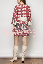 Unique Print V-Neck Loose Holiday Mini Dress