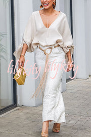 Joyful Bond Crochet Lace Mid Rise Pocketed Wide-leg Pants