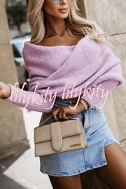 Warm in Two Ways Knit Off Shoulder Relaxed Poncho Sweater