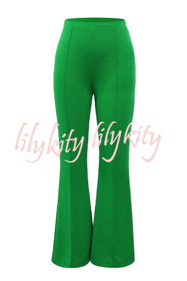 Downtown Dates High Rise Elastic Waist Stretch Flared Pants