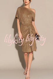 Solid Sequined Elegant Strappy Mini Dress