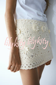 Fashion Floral Hollow Embroidery Slim Mini Skirt