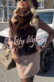 Warm and Stylish Shaggy Eco-fur Stand Collar Side Slit Vest