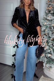 Runway Muse Denim High Rise Bow Trim Pocketed Wide Leg Jeans