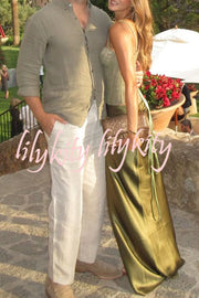 In A Fairytale Lace Satin Mid Rise Drape Maxi Skirt