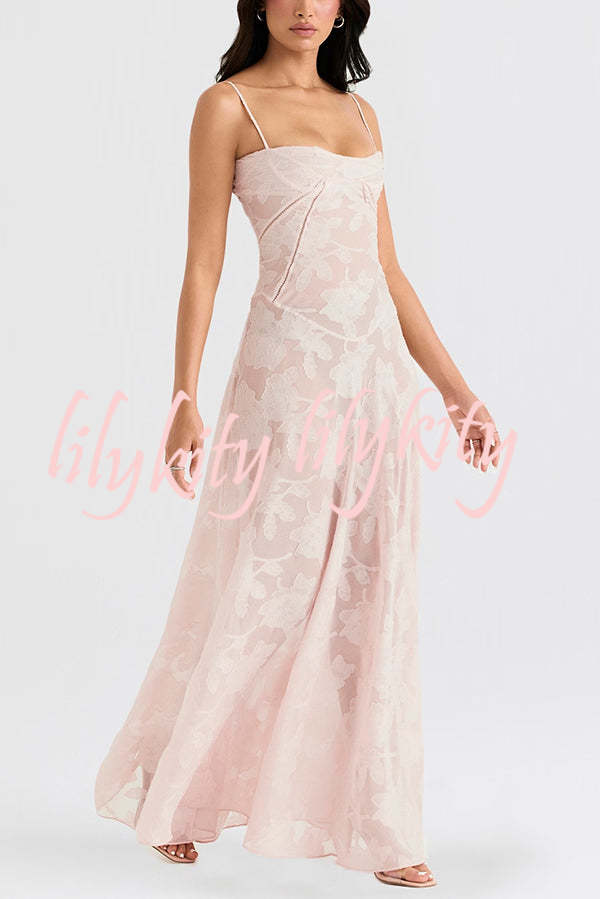 Fashion Sexy Suspenders See-through Holiday Slim Maxi Dress