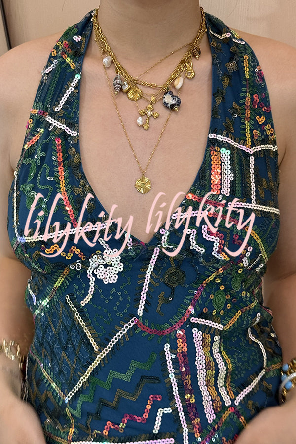 Fashion Sequined Casual V-neck Backless Slim Vest