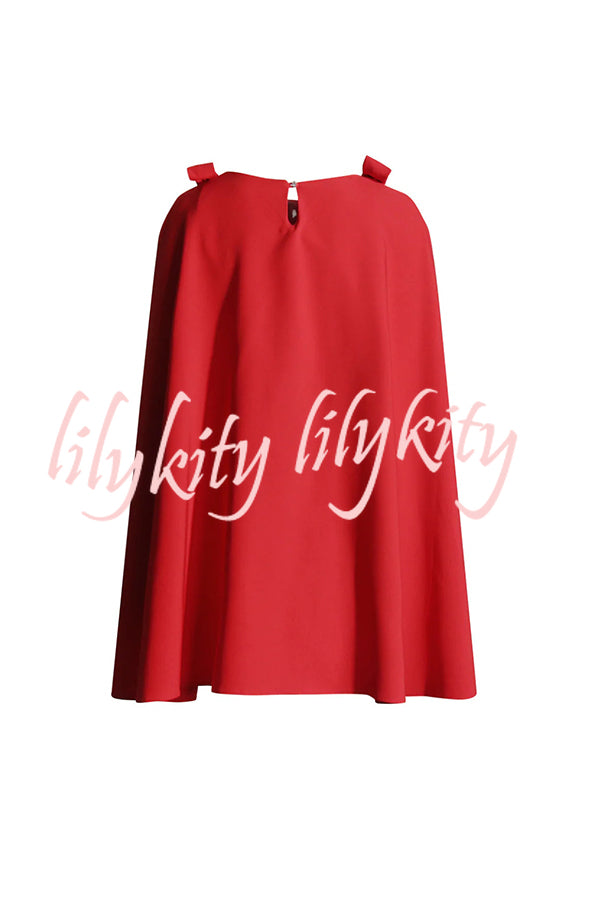 Dear Me Bow Detail Cape Pocket H-line Mini Dress