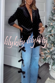 Runway Muse Denim High Rise Bow Trim Pocketed Wide Leg Jeans