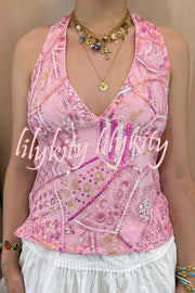 Fashion Sequined Casual V-neck Backless Slim Vest