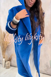 A Pleasant Winter Button Up Long Sleeve Pocket Lapel Loose Midi Jacket