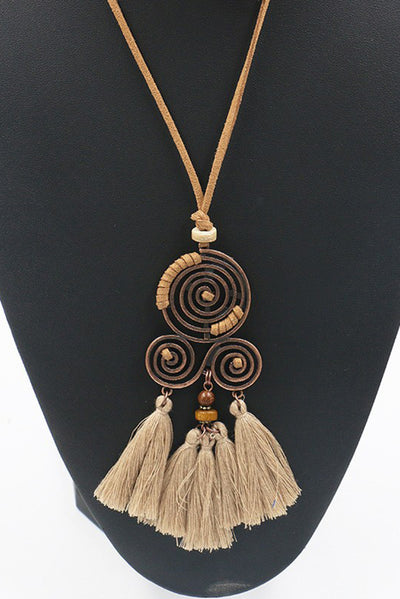 Bohemian Style Tassel Flower Pendant Ethnic Style Retro Necklace