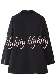 Solid Color Lapel Long Sleeve Casual Pocket Long Blazer