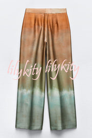 Fashion Gradient Print Casual Pocket Straight Pants