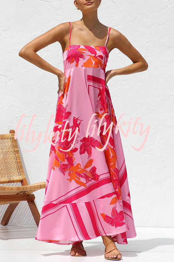 Bailey Unique Print Back Smocked A-line Slip Maxi Dress