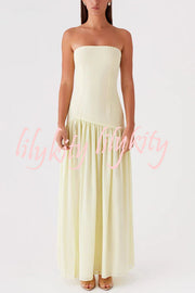 Eden Patchwork Semi-sheer Chiffon Strapless Maxi Dress