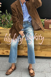 Vintage Lapel Long Sleeve Buttoned Loose Jacket