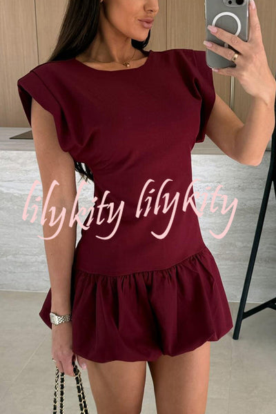 Solid Color Round Neck Sleeveless Ruffle Fitted Mini Dress