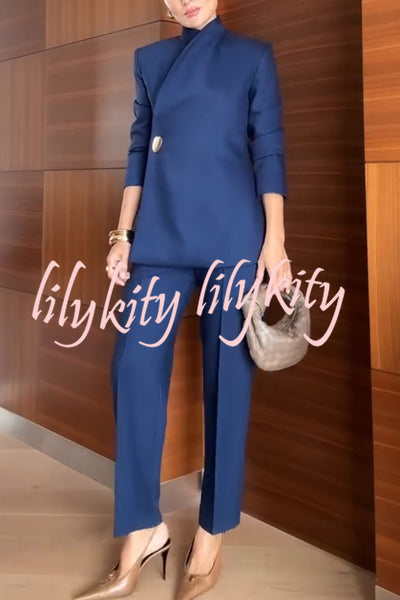 Exquisite and Fashionable High Waist Pocketed Straight Leg Pencil Pants