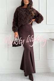 Caitlin Knit Stretch Fabric High Waist Fishtail Casual Maxi Skirt