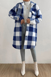 Fashionable Plaid Lapel Loose Plush Jacket