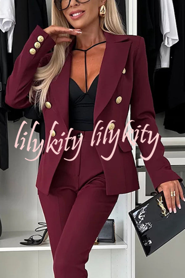 Feeling of Confidence Metal Button Long Sleeve Lapel Blazer