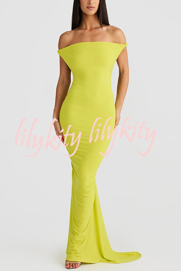 Everything You Want Rope Detail Backless Ruched Stretch Maxi Dress