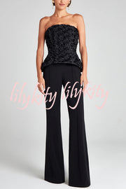 Downtown Dates High Rise Elastic Waist Stretch Flared Pants