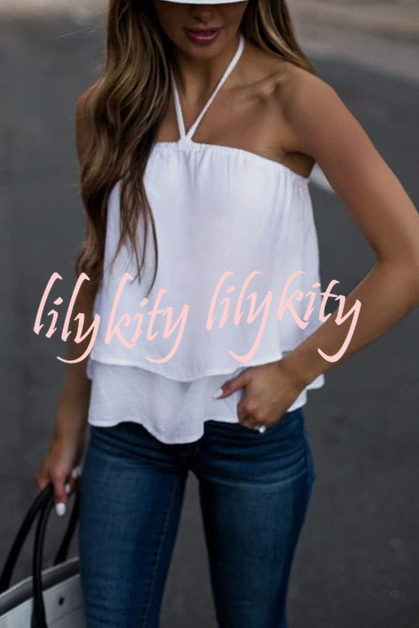 Solid Color Halter Neck Casual All-match Top