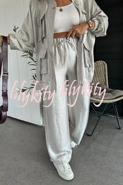 Easy on Me Metallic Fabric Elastic Waist Pocketed Wide Leg Pants