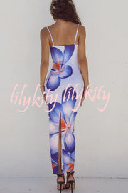 Definitely Memorable Abstract Floral Print Slip Stretch Maxi Dress