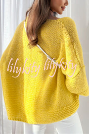 Solid Color Loose V-neck Casual Knitted Sweater