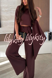 City Atelier Bell Slit Sleeve Top and High Rise Pocket Wide Leg Pants Set