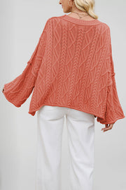 Solid Color Cable Knit Loose Long-sleeved Casual Sweater