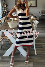 Cutest In The Room Striped V-neck Loose Slit Midi Dress