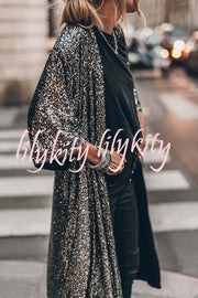 Disco Glamour Sequin Bell Sleeve Kimono