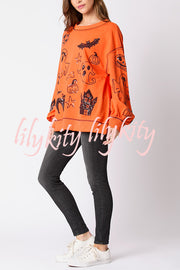 Halloween Graffiti Sequined Loose Casual Sweatshirt