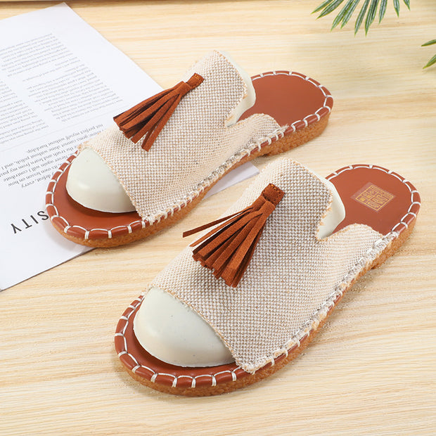 Fashionable Casual Tassel Flat Beach Sandals