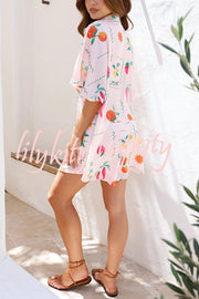 Sunshine Days Unique Print Button Loose Shirt Romper