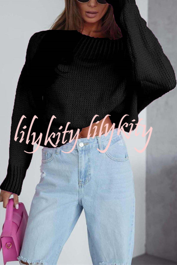 Solid Color Long-sleeved Round Neck Loose Knitted Sweater
