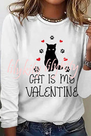 Valentine's Day Printed Round Neck Long Sleeve Top