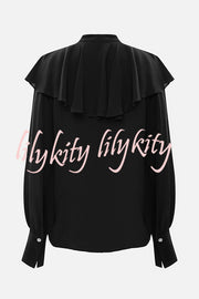 Court-style Draped Ruffled Elegant Chiffon Blouse