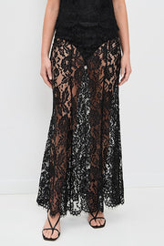 Make An Entrance Floral Stretch Lace Mid Rise Flare Maxi Skirt