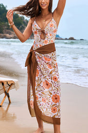 Plants Flowers Print Stretch One-piece Swimsuit